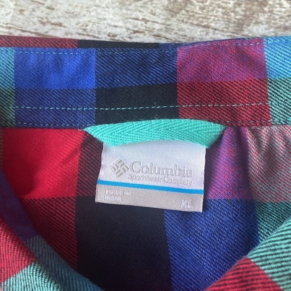 Columbia Men’s Cornell Woods Buffalo Checker Colorful Long Sleeve Shirt SZ XL - Picture 3 of 9